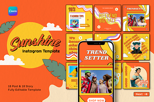 Sunshine Canva Instagram Template, a Social Media Template by Shinra Labs