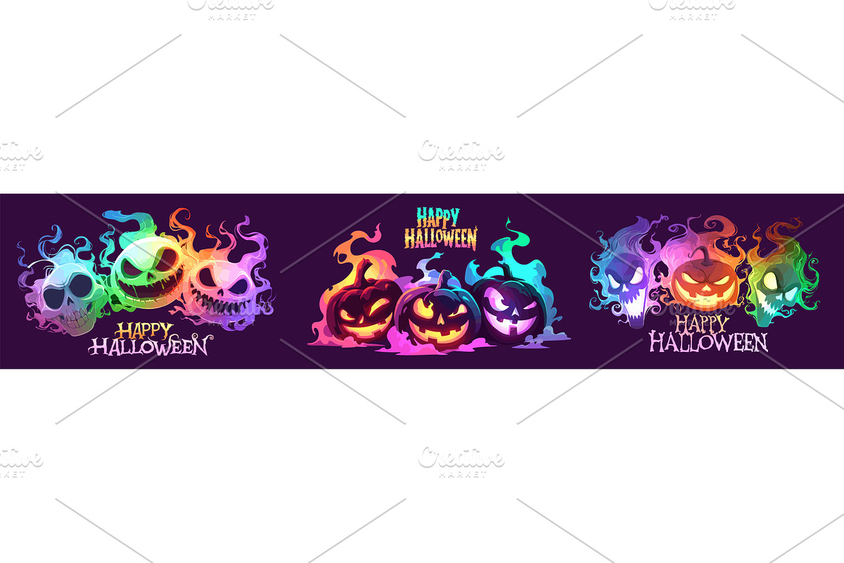 ghosts halloween set. pumpkin green, an Illustration by Stock-Smart-Start