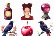 Watercolor Burgundy Halloween PNG, an Illustration by Craft Nest (Thumbnail 2 of 6)