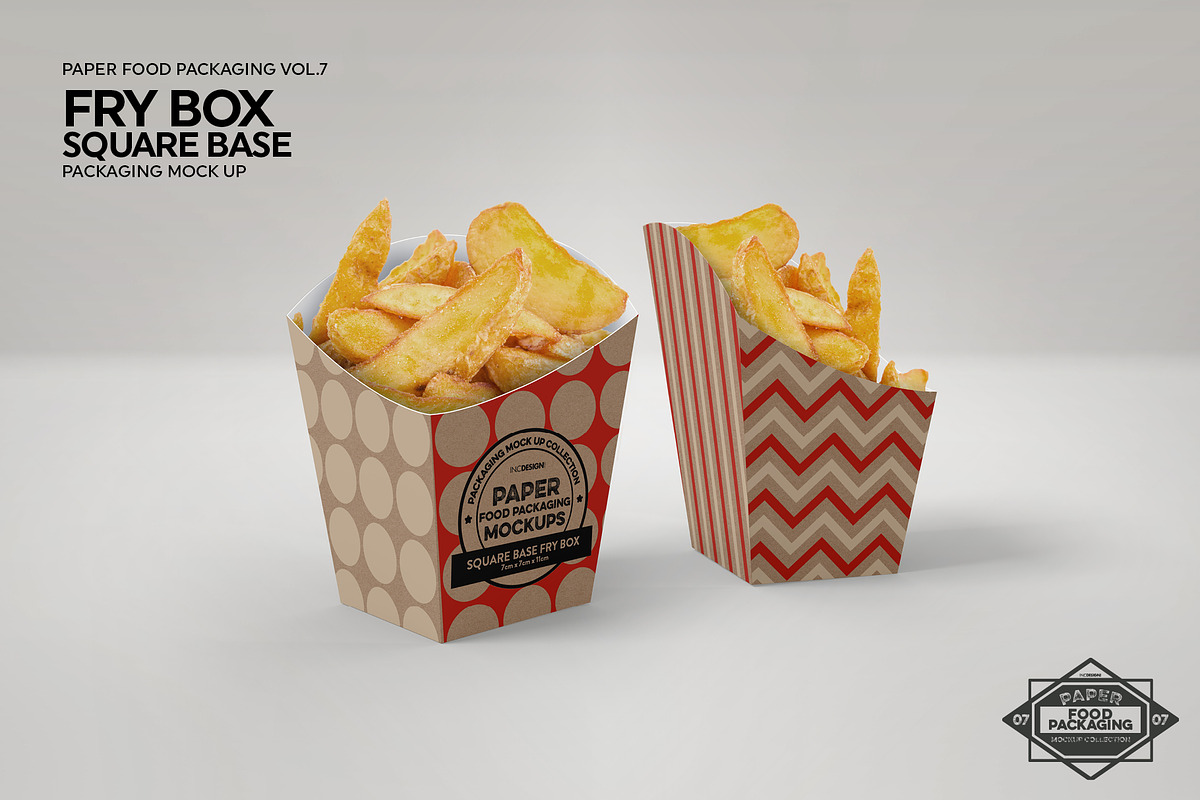 Fry Box Square Base Packaging Mockup, a Packaging Mockup by INCDesign (Photo 6 of 7)