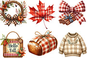 Watercolor Gingham Autumn Clipart, an Illustration by Designking (Thumbnail 3 of 4)
