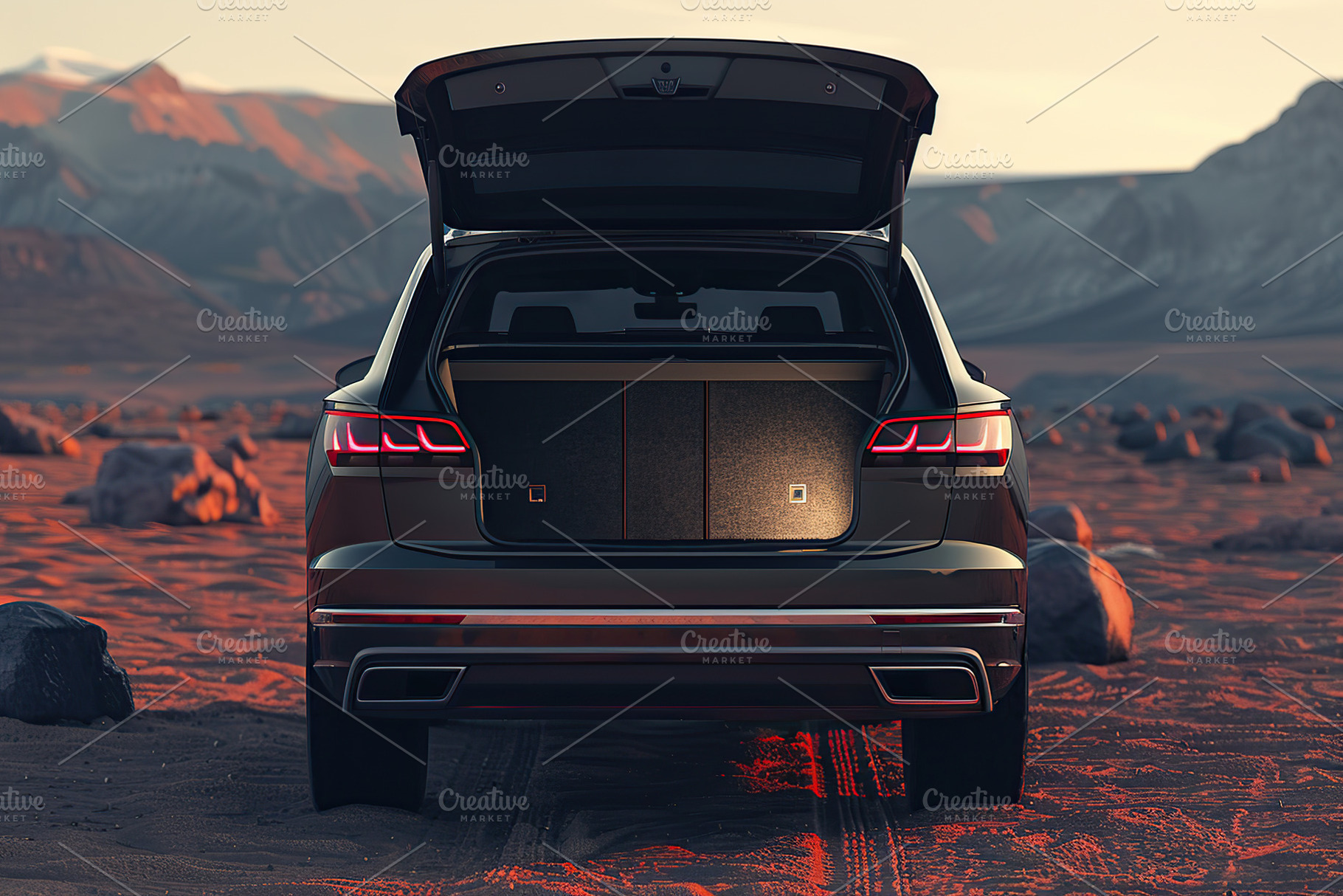 Modern car with open empty trunk, a Transportation Photo by AlyaAnd