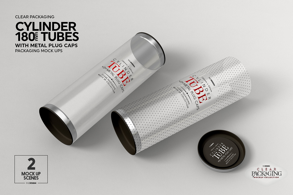 180mm Cylinder Tube Packaging Mockup, a Cups & Container Mockup by INCDesign (Photo 4 of 12)
