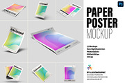 Paper Poster Mockups - 12 views, an Advertising Mockup by Illusiongraphic (Thumbnail 1 of 28)