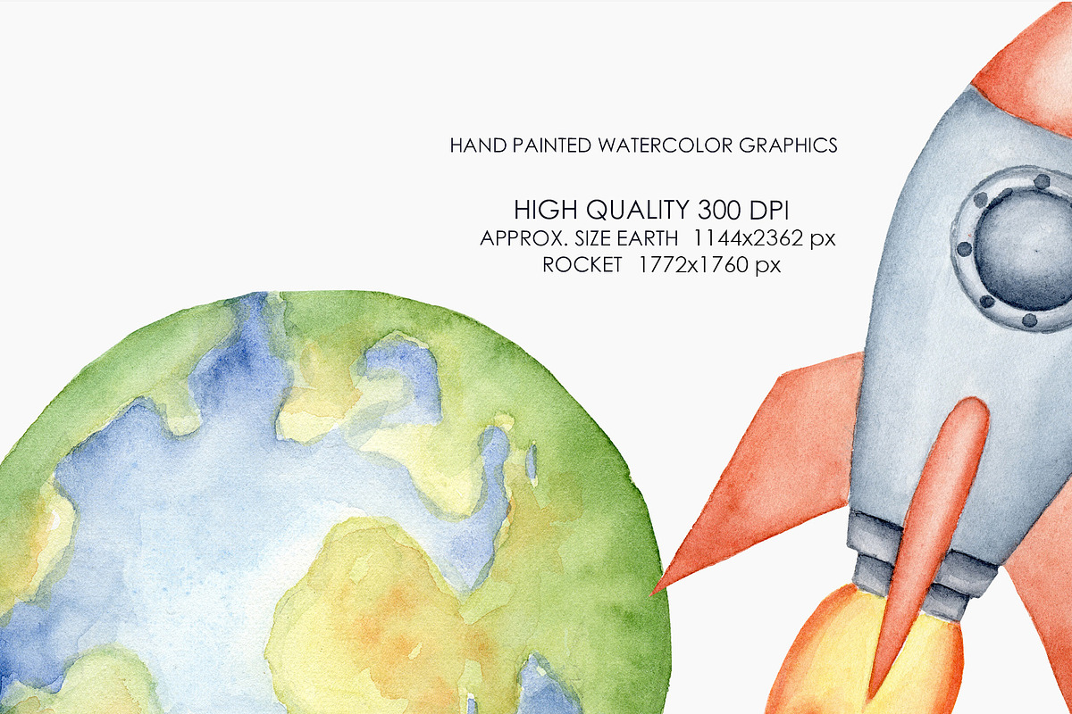 Watercolor celestial bodies clipart, an Illustration by AquarelleSpace (Photo 5 of 5)
