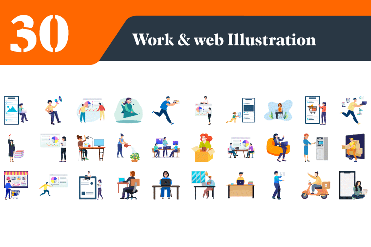 Work and Web Illustrations Bundle, a Finance Illustration by EllaMaiyaali (Photo 1 of 3)
