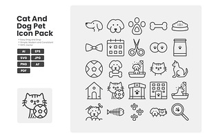 Cat And Dog Pet Icon Pack, an Outline Icon by erifqizeicon