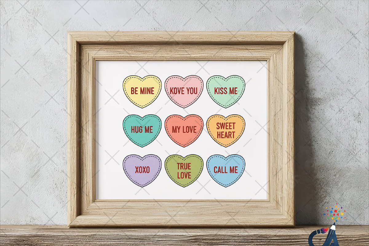 Valentine's Candy Heart Sublimation, an Illustration by Creative Art (Photo 3 of 6)