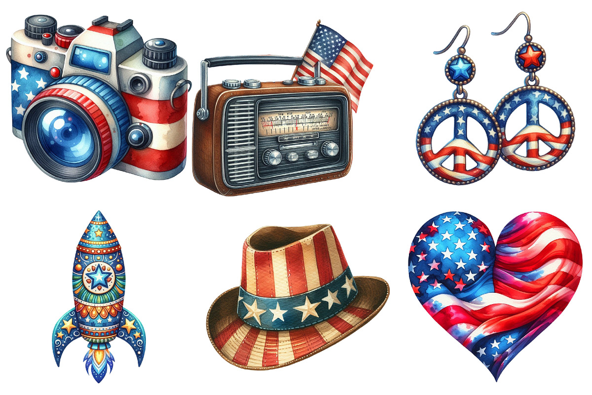 Groovy 4th of July png Sublimation, an Illustration by Watercolor design (Photo 3 of 4)