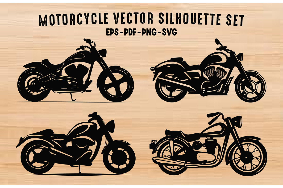 Motorcycle Vector Silhouettes Set, a Transportation Illustration by Gfx Expert Team (Photo 1 of 3)