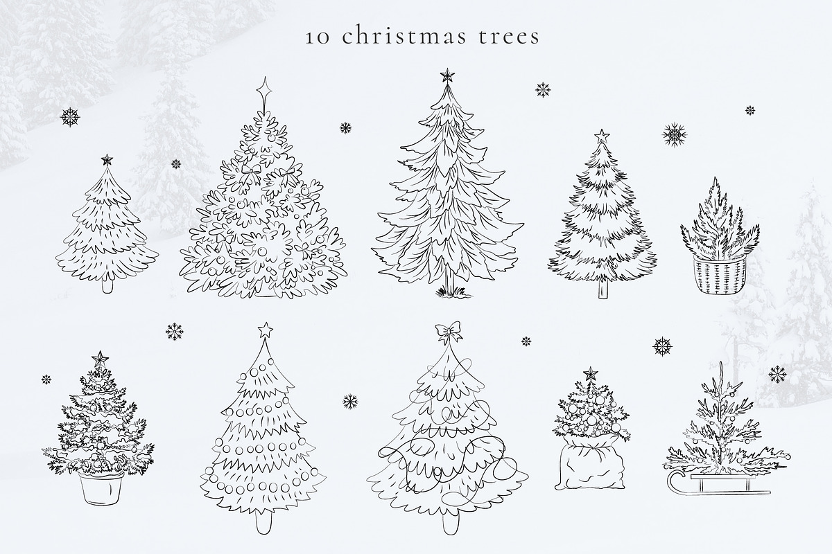 Line Art Winter Floral Decorations, a Decorative Illustration by La Petite Line Art (Photo 8 of 15)
