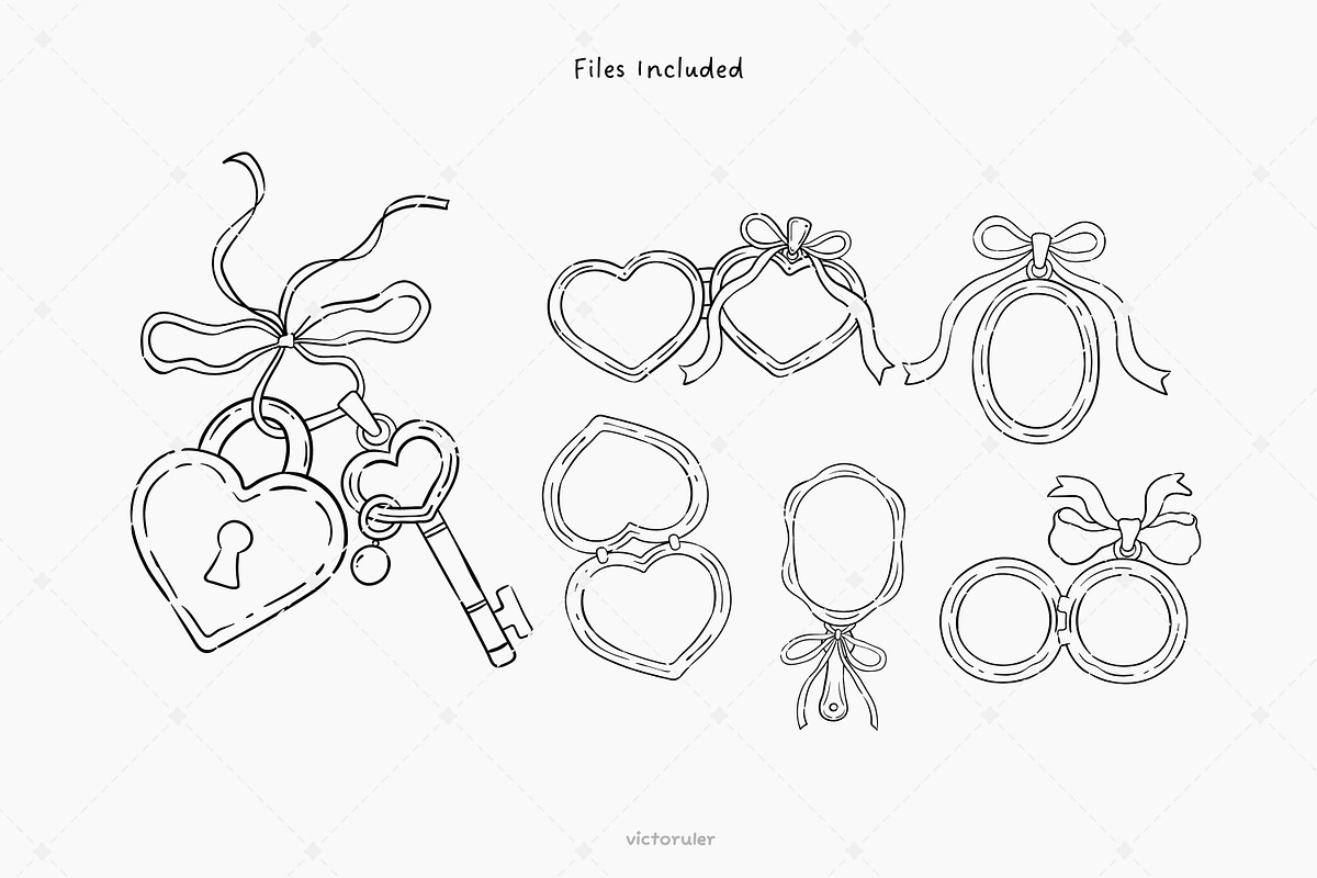 Hand Drawn Heart Lock Clipart, an Object Illustration by Victoruler (Photo 2 of 6)