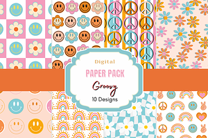 Groovy Retro Digital Paper