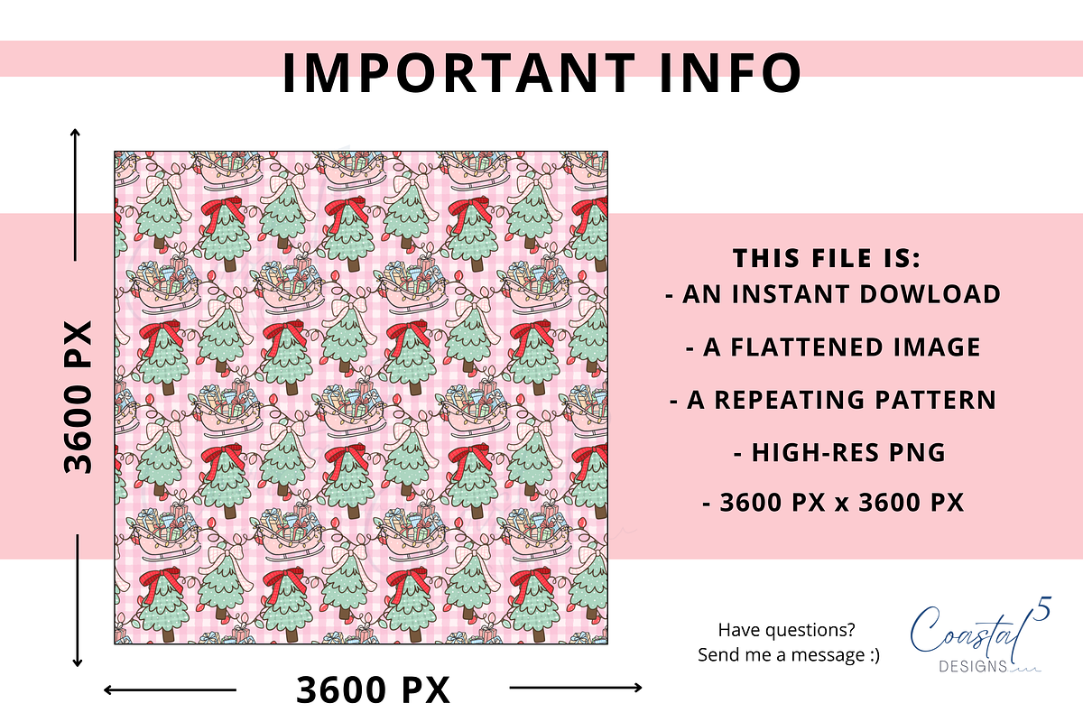 Pink Plaid Christmas Seamless, a Pattern Graphic by Coastal 5 Designs (Photo 3 of 3)