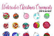 Watercolor Christmas Ornaments, an Illustration by Sinziana Romanescu (Thumbnail 2 of 4)