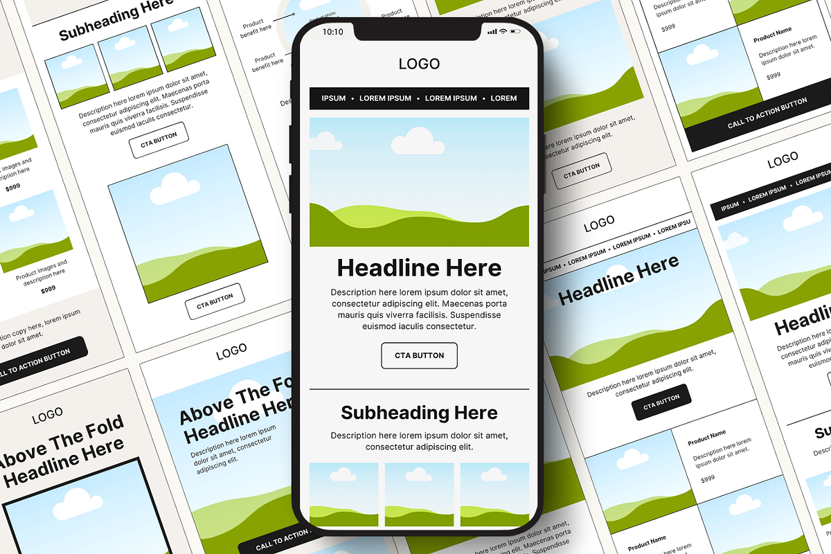 Email Wireframes Canva Templates, an Email Template by Creatif Foundry (Photo 1 of 8)