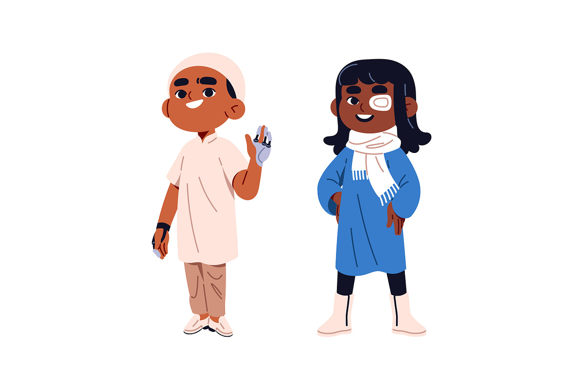 Diverse kids with disabilities set, a Person Illustration by PaperTrident (Photo 5 of 10)