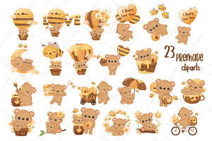 Adorable Honey And Baby Bear Clipart