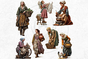 Medieval peasants clipart set, a Person Illustration by ThatsDesignArt (Thumbnail 5 of 10)