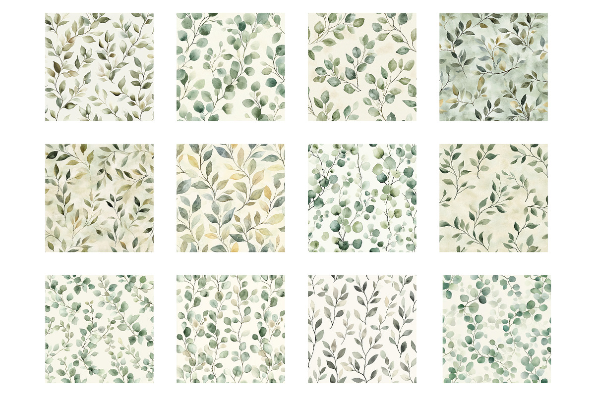 Muted Foliage Digital Paper, an Illustration by Designworld (Photo 3 of 5)
