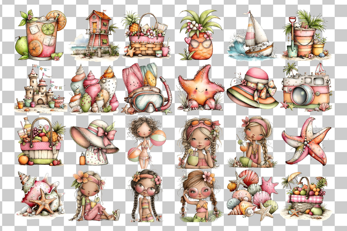 Pastel Summer Watercolor Clipart PNG, a Seasonal Illustration by Nicolle's Colorful Art (Photo 4 of 4)