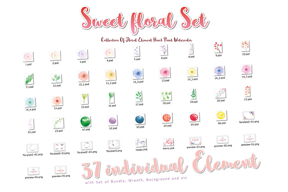 Sweet Floral Element DIY Pack   02, a Decorative Illustration by Ora (Photo 6 of 6)
