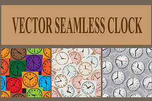 Seamless vector background. Clock.