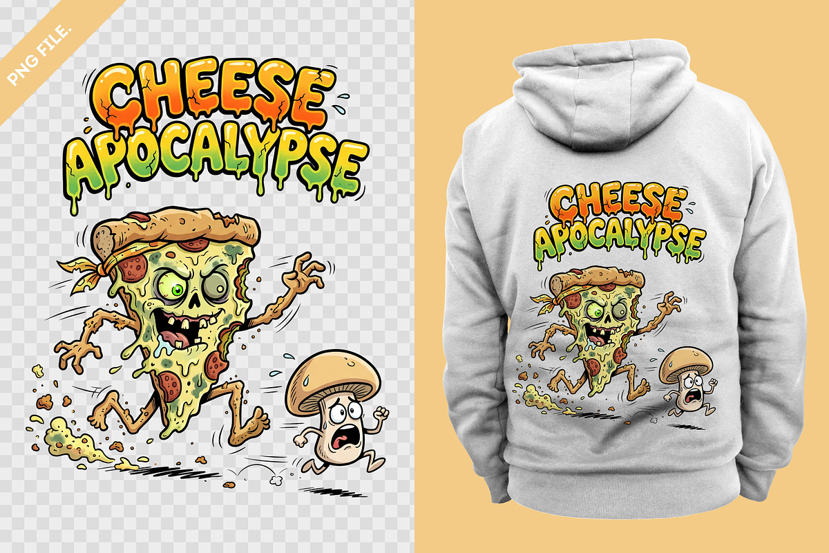 Cheese Apocalypse Funny Horror PNG, a Food Illustration by zahidhossainalif (Photo 3 of 3)
