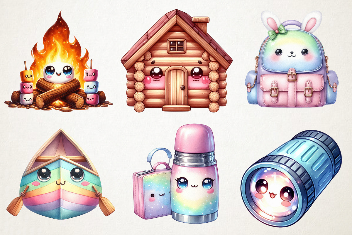 Kawaii Camping Clipart, an Illustration by RobertsArt (Photo 6 of 7)