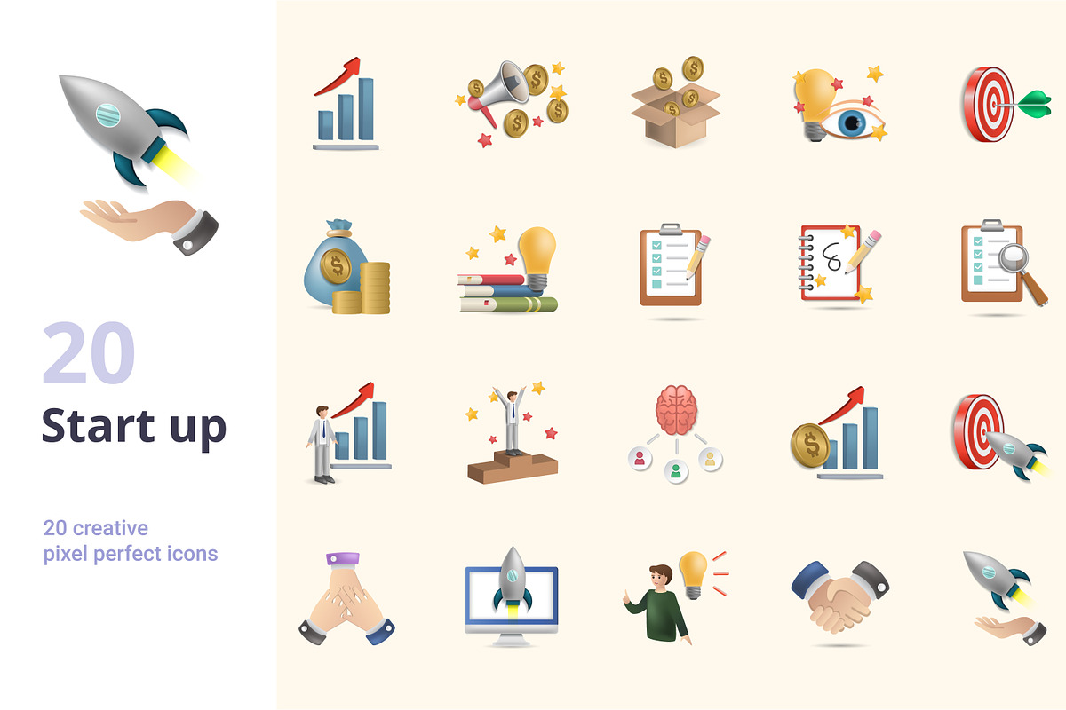 Startup 3D Icons Set Bundle, an Object Graphic by Aimagenarium@gmail.com (Photo 1 of 21)