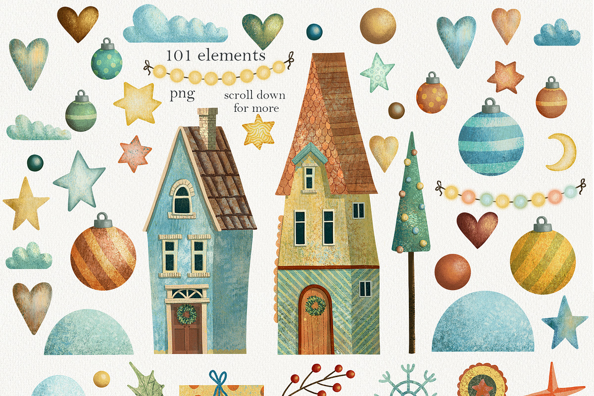 Christmas Village Set, a Decorative Illustration by Daria's Magic World (Photo 6 of 6)
