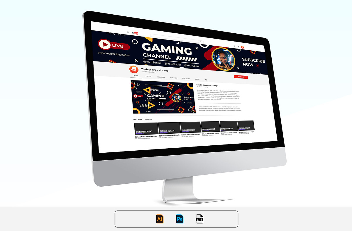 Gaming YouTube Cover Template, a Social Media Template by Artnivora.Std