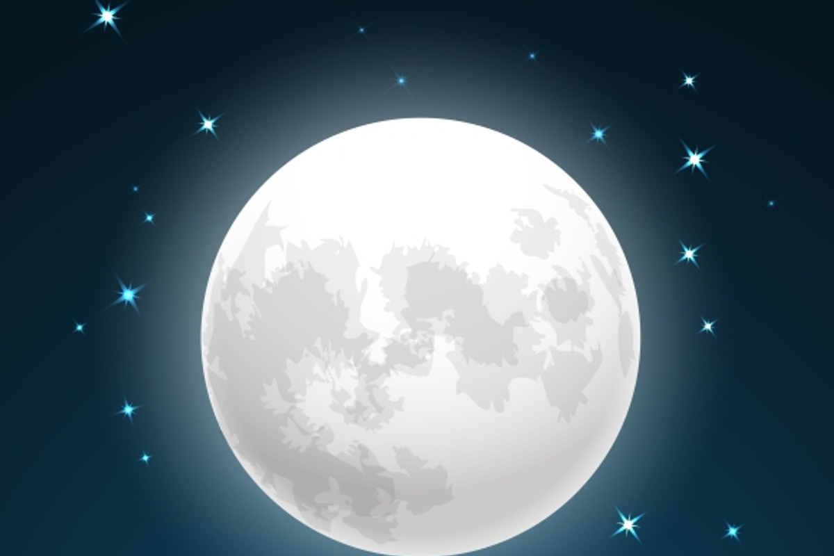 Full moon and stars