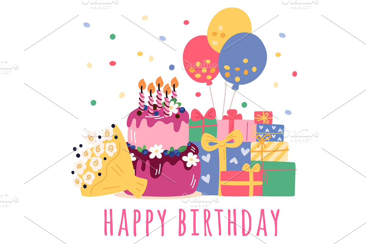 Celebrating birthday. Large sweet, an Object Illustration by Vectorbuum