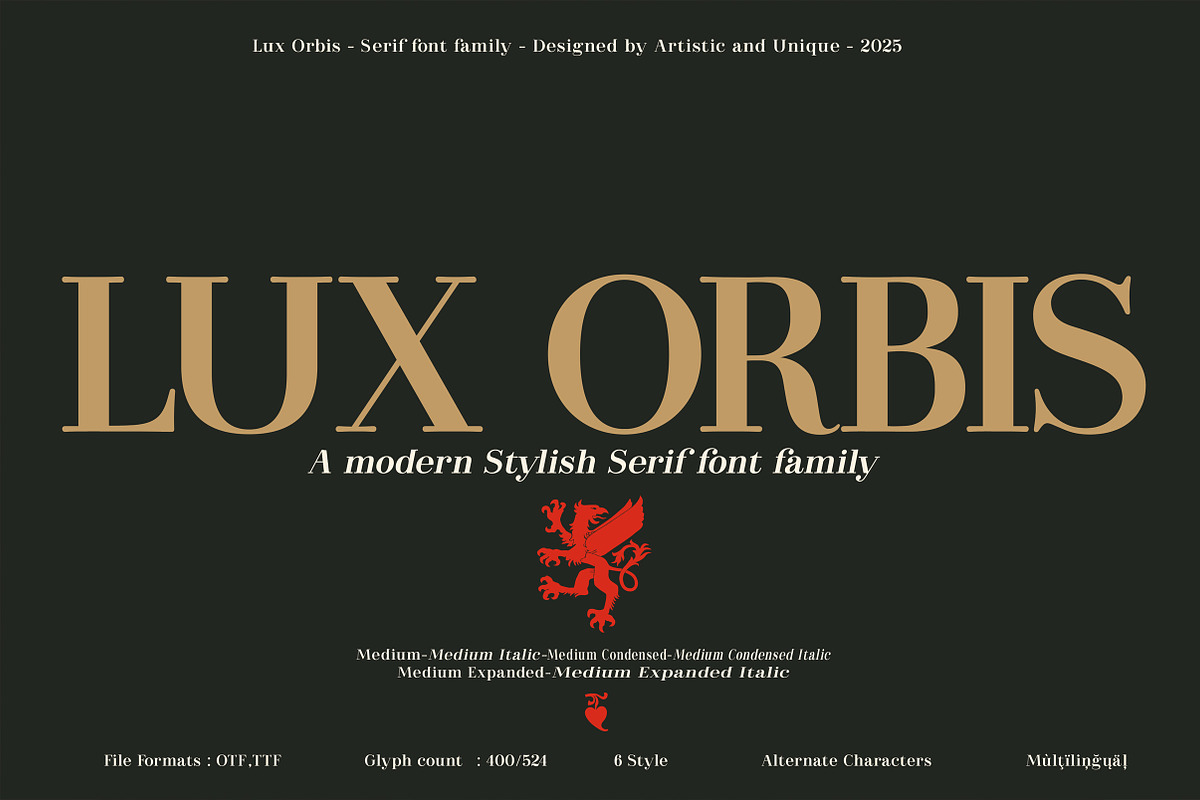 Lux Orbis - Serif font family, a Font by Artistic & Unique (Photo 2 of 15)