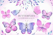 Watercolor butterflies clipart, an Illustration by OrangePeafowlArt (Thumbnail 1 of 9)