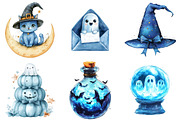 Blue Halloween Clipart, an Illustration by Watercolor design (Thumbnail 4 of 5)