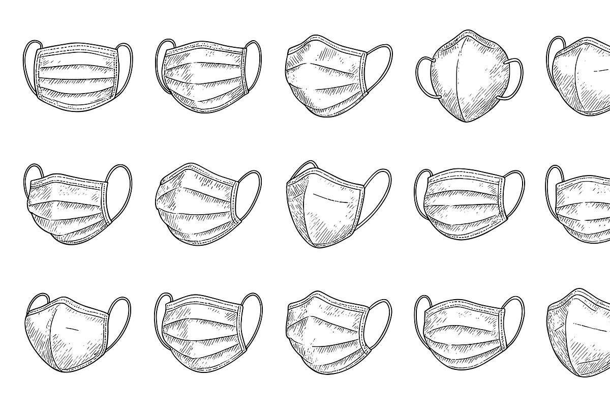 HandDrawn Protective Face Masks, an Illustration by Sempu