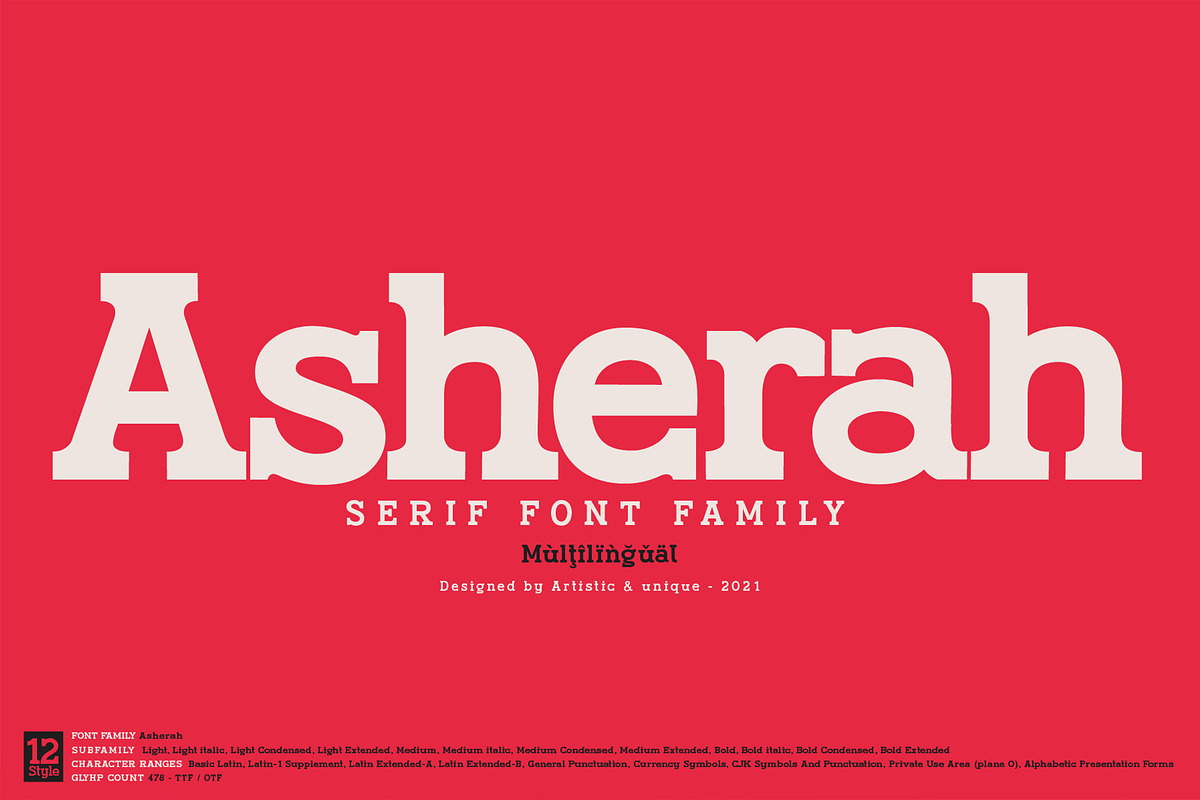 Asherah - Serif font family, a Serif Font by Artistic & Unique (Photo 1 of 13)