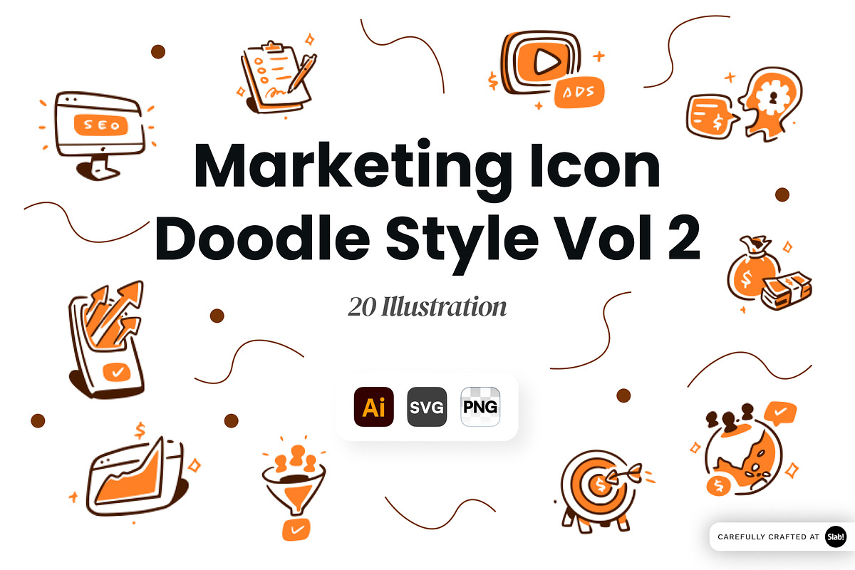 Marketing Icon Doodle Style Vol 2, an Object Graphic by SLAB! Design (Photo 1 of 3)