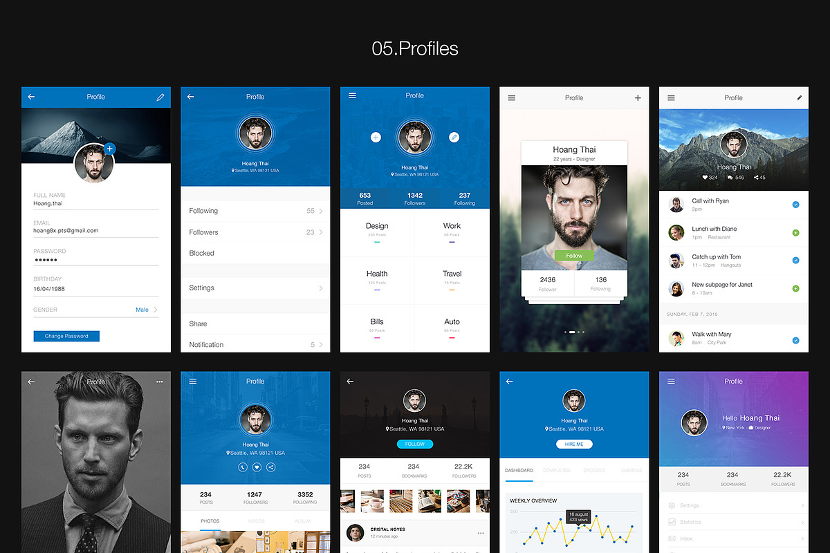Hexagon Mobile UI Kit, an UI Kit Template by hoangpts (Photo 6 of 8)