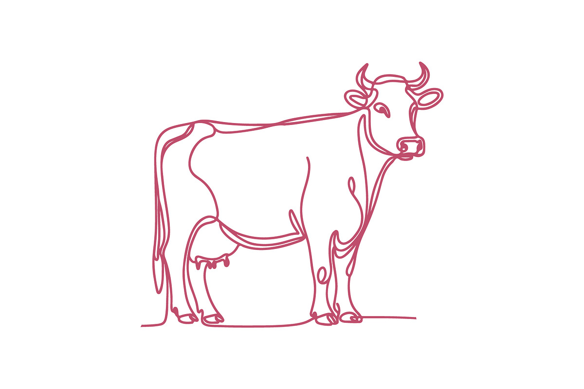 Cow Line Art Vector Illustration set, an Animal Illustration by MkStudio (Photo 2 of 4)