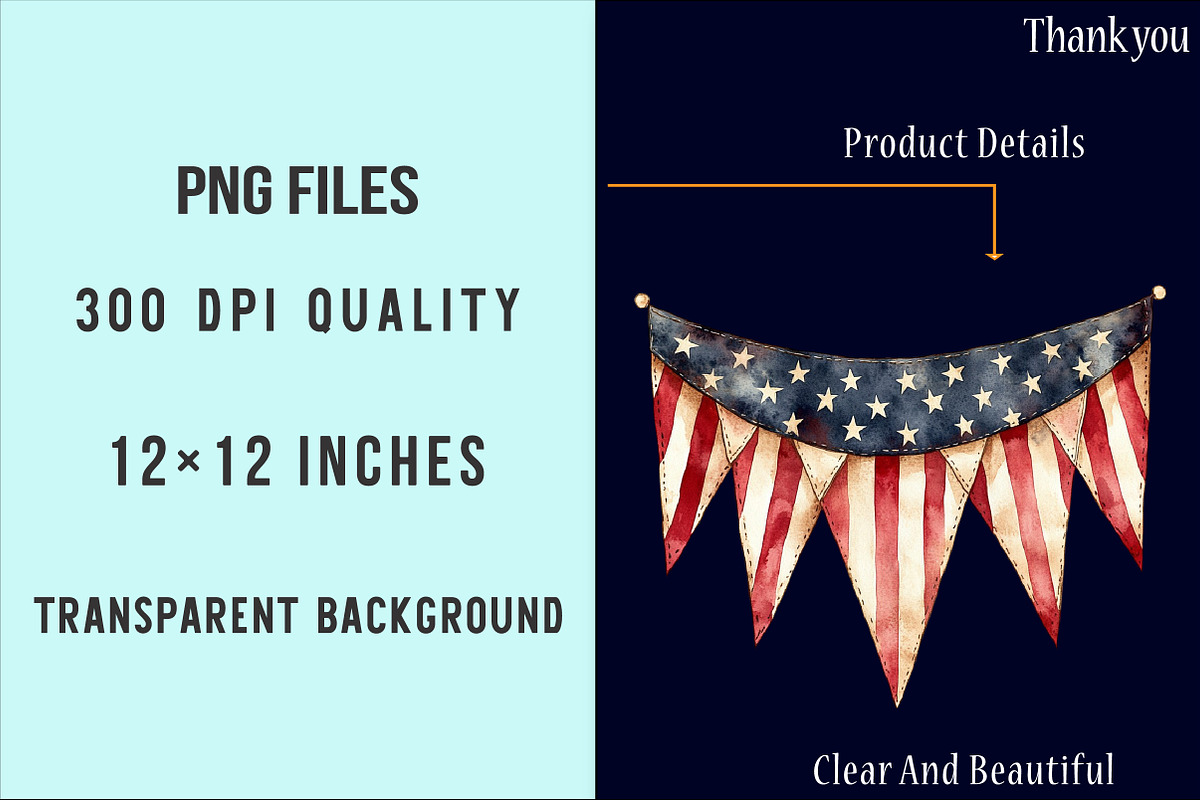 Patriotic American Bunting PNG, an Illustration by SinaCreation (Photo 4 of 5)
