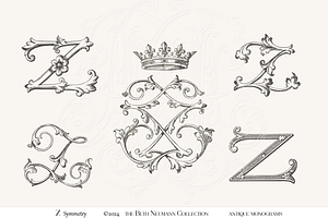 Antique Vintage Monogram Initial Z