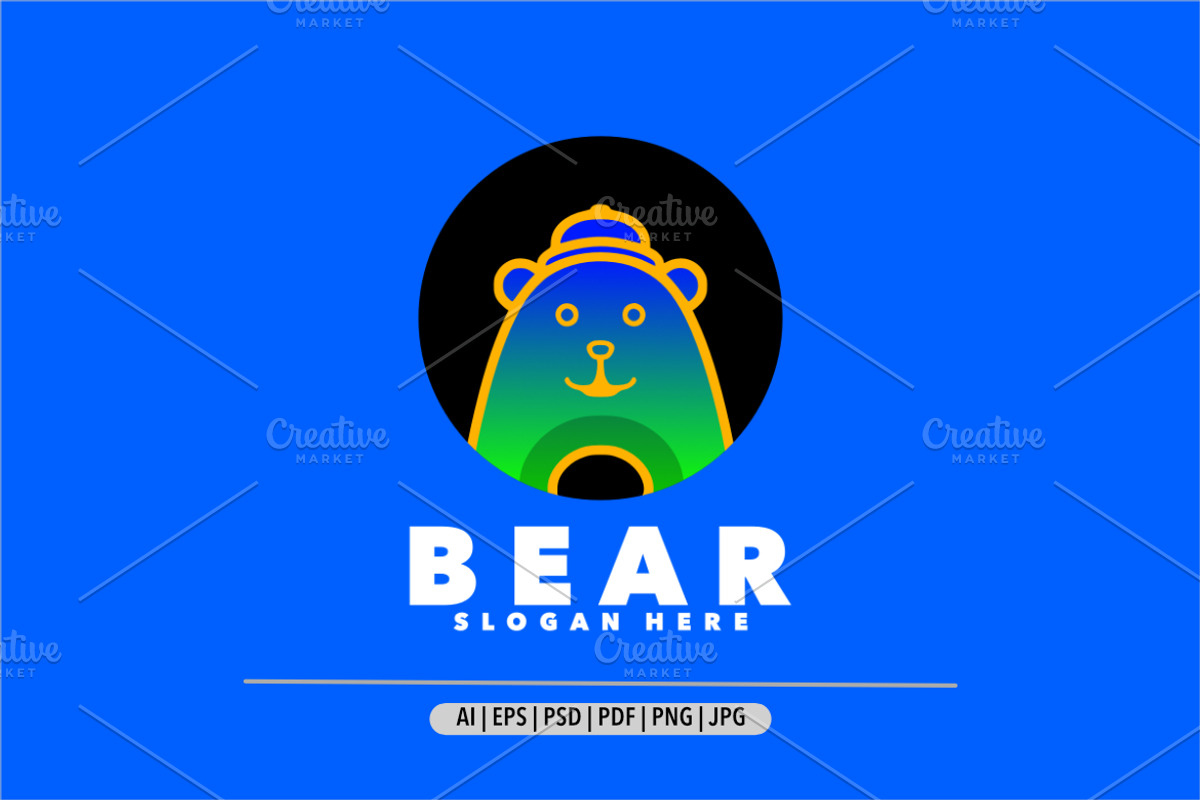 Bear line gradient logo template, a Branding & Logo Template by Bayuktx