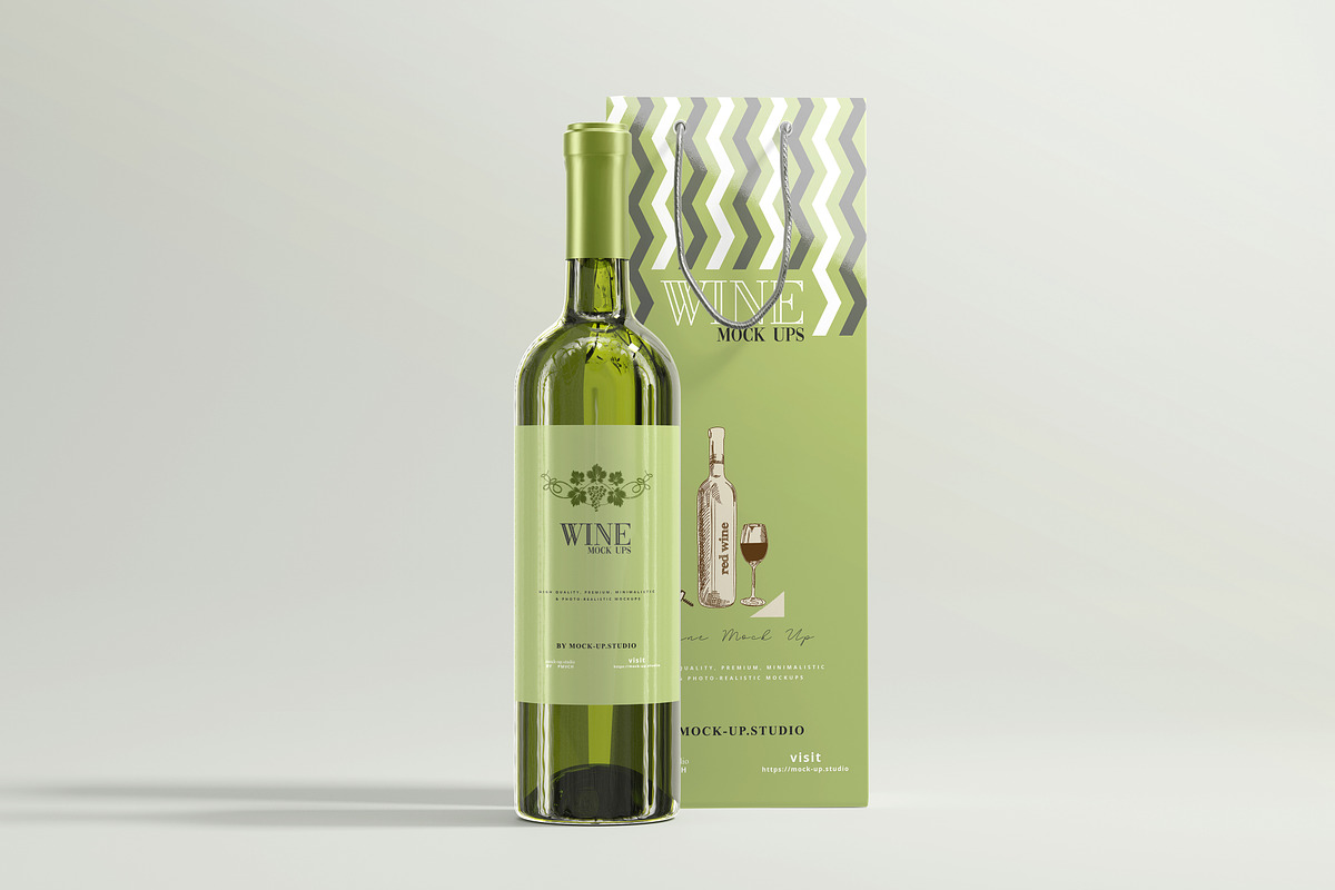 White Wine with Bag Mockups, a Product Mockup by pmvch (Photo 5 of 8)