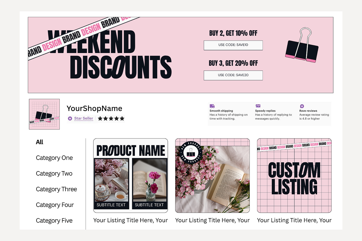 Modern Pink Etsy Shop Kit Template, a Branding & Logo Template by Anna Design Studio (Photo 7 of 8)