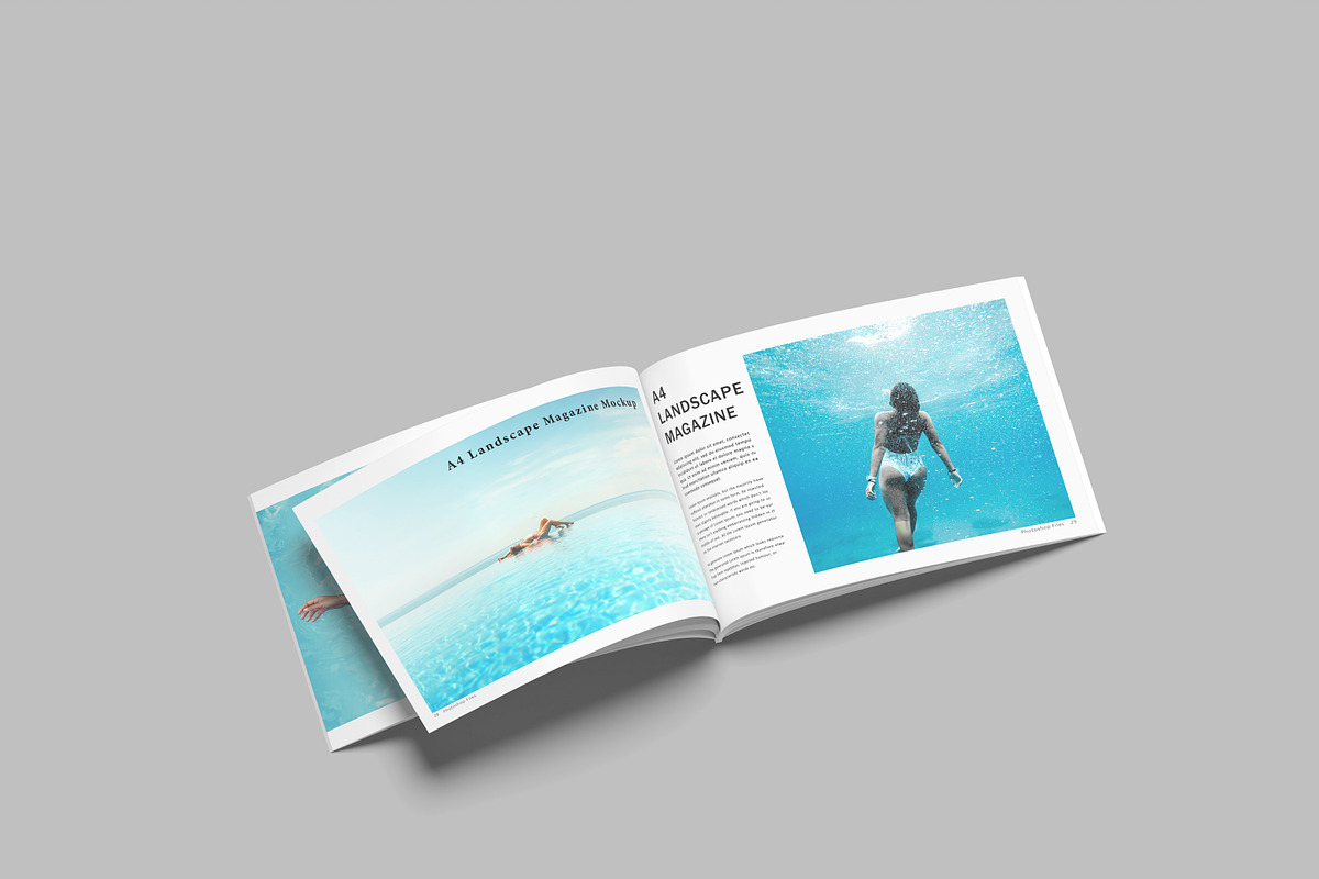 A4 Landscape Magazine Mockup, a Print Template by seramoe (Photo 5 of 8)