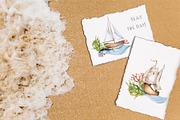 Marine collection watercolor clipart, an Illustration by Kate Lanbina (Thumbnail 3 of 13)