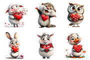 Valentine's Cute Animals Clipart, an Illustration by Dream Creation (Thumbnail 3 of 7)